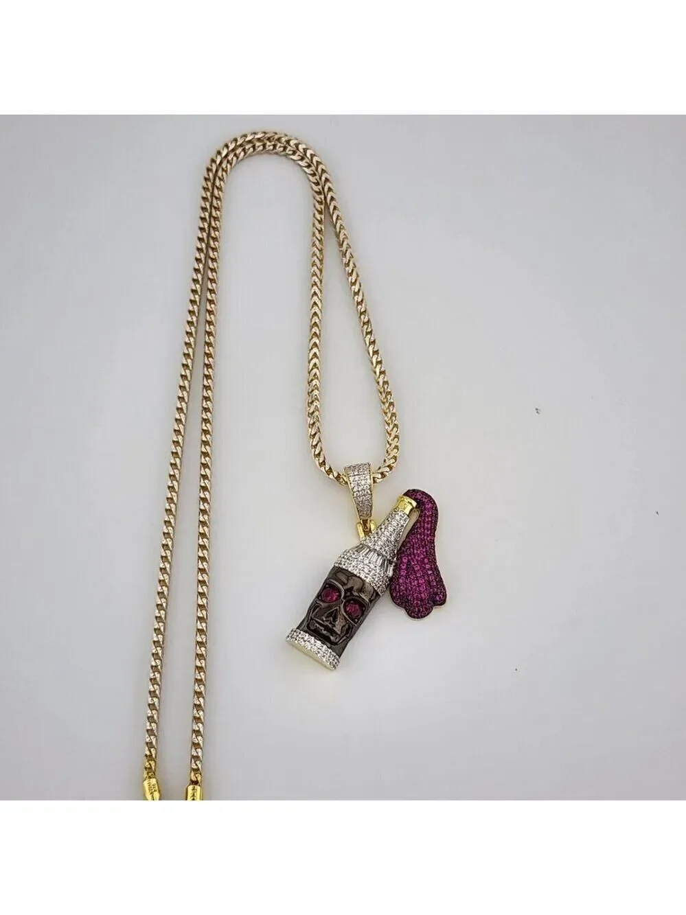 Brand New Sterling Silver 925 Skull bottle Necklace